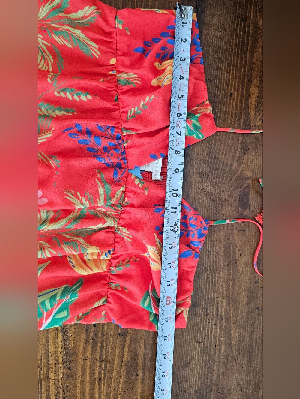 Chelsea & Violet Red Coral Tropical Halter Midi-Maxi Dress Women's Sz 10 - Picture 6 of 8